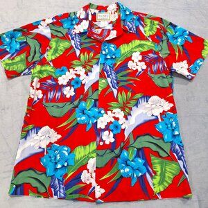 KALAHEO by RJC Shirt Men LG Hawaiian Cotton Short Sleeve Button Up Vintage